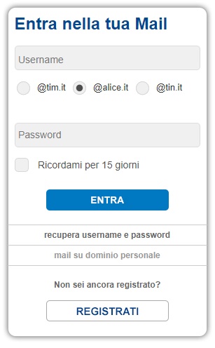 Alice Mail (TIM) | Email Accedi