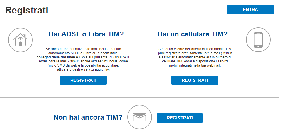 Tim Mail Registrazione